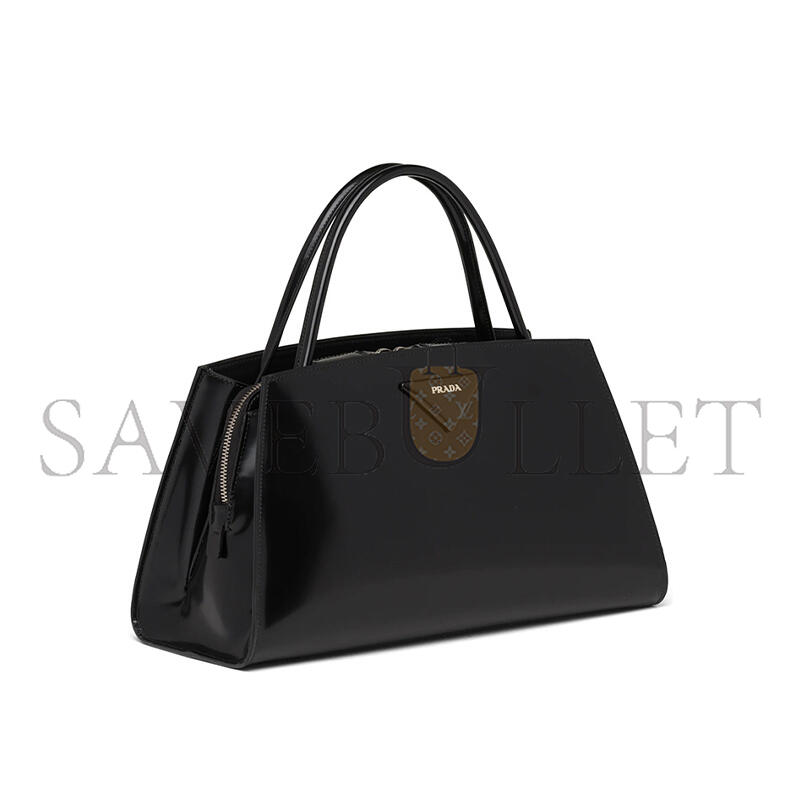 PRADA LEATHER HANDBAG WOMEN'S BLACK 1BA327 (33*18*13.5cm)
